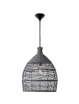 Gray Rattan Black Fabric Wire & Base LED E27 1x12 Watt 100-240 Volt IP20 Bulb Excluded D: 42 H: 250 cm