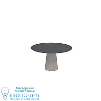 СТОЛ CONIX КРУГЛЫЙ Ø 120 СМ НИЗКАЯ ОБЕДЕННАЯ НОЖКА БЕТОН ЦЕМЕНТ СЕРЫЙ - СТОЛЕШНИЦА КЕРАМИЧЕСКАЯ NERO MARQUINA Royal Botania