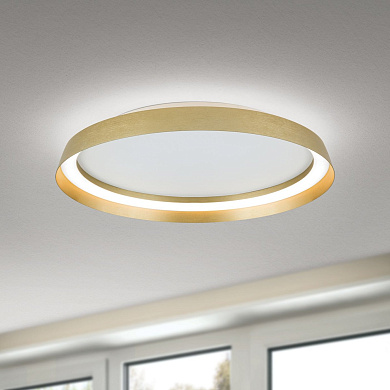 накладной потолочный LED-светильник с узким кольцевым корпусом в матовом золоте