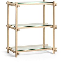 Woody Column Low 75,5×44,5×85,5 см, каркас мыльный дуб / полки прозрачное стекло