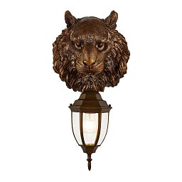 Уличный настенный светильник Favourite Hunt 2818-1W — коричневый уличный фонарь с фигурой животного в классическом стиле