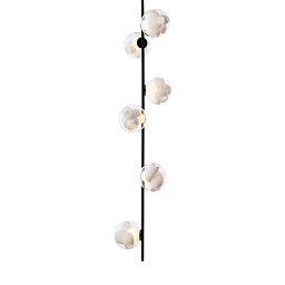 38.6V STEM CEILING BLACK Bocci 38V потолочный светильник с вертикальной композицией из белых стеклянных шаров