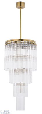 подвесной светильник с несколькими стеклянными ярусами на патинированной подвесной основе