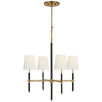 Bryant Small Wrapped Chandelier полированная старая латунь и шоколадная кожа с льняными абажурами