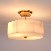 CL0231.BR.SE Oakley Alabaster Flush Ceiling Light, Brass 2 Lights