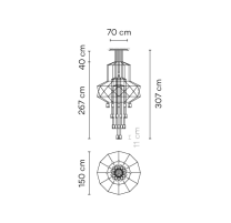 Wireflow Chandelier,Pendant Black 2700K,DALI 1-10V PUSH