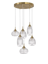 Clear Glass Satin Gold Metal LED E14 6x5 Watt 100-240 Volt IP20 Bulb Excluded D: 51 H: 120 cm