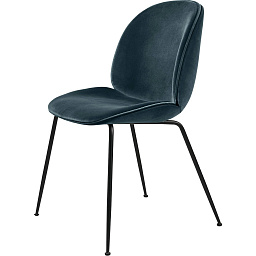 10048877 GUBI The GamFratesi Collection обеденный стул с мягкой бархатной обивкой цвета стальной синий