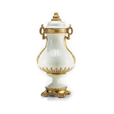Baroque heritage potiche vase - white & gold ваза, Villari