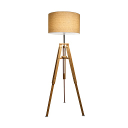 137827 Ideal lux Klimt торшер на деревянных ножках с текстильным абажуром бежевого оттенка