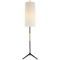 Frankfort Floor Lamp состаренное железо с позолоченными акцентами и льняным абажуром