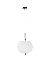 Opal Glass Black Metal Black Fabric Wire LED E27 1x12 Watt 100-240Volt IP20 Bulb Excluded D: 30 H: 120 cm