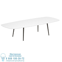 НИЗКИЙ ОБЕДЕННЫЙ СТОЛ STYLETTO 300X120CM АЛЮМИНИЕВЫЕ НОЖКИ БРОНЗОВАЯ КЕРАМИЧЕСКАЯ СТОЛШНЯ БЕЛЫЙ Royal Botania