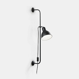 179643 Ideal lux Shower настенный светильник с изогнутым кронштейном и металлическим абажуром черного цвета