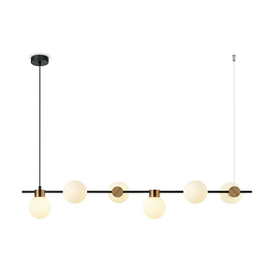 подвесной светильник с пятью сферическими плафонами на вытянутой штанге