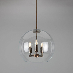 MLF354 Mullan Lighting Clermont трёхламповая подвесная люстра с прозрачным стеклянным сферическим плафоном