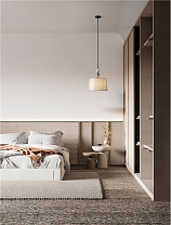 Matt Black Metal Grey & Brown Ceramic & Fabric Shade LED E27 1x12Watt 220-240Volt IP20 Bulb Excluded D:34 H:150 cm