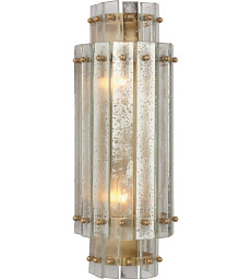 S2649HAB-AM Visual Comfort Cadence бра вертикальное с двумя стеклянными панелями и корпусом из потертой латуни