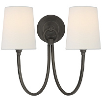 Reed Double Sconce бронза с льняными абажурами