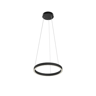 подвесной светильник черного цвета с одним кольцом на тросах