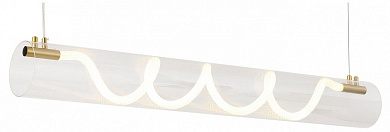 подвесной линейный светильник с волнистым контуром в золотом цвете