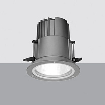 iRound Ceiling-mounted recessed luminaire with IP66 protection rating, large body, Warm White COB Leds, fixed Flood Optic 26.1W 2843.5lm - 3000K - Colour: Grey