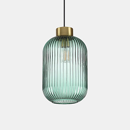 237497 Ideal lux Mint подвесной светильник в виде рифлёного стеклянного цилиндра зелёного оттенка