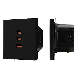 061834 Arlight Механизм розетки с быстрой USB зарядкой SCT-NOBE-MUACC-SFPL-FC-BK (65 Вт, QC3)
