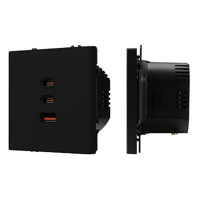 061834 Arlight Механизм розетки с быстрой USB зарядкой SCT-NOBE-MUACC-SFPL-FC-BK (65 Вт, QC3)