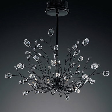 IDL Rosetta 324/12S Black nickel Clear roses/Clear prisms люстра