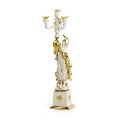 Eurydice candle holder (right) - white & gold подсвечник, Villari