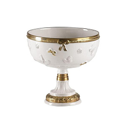0006924-402 Villari Butterfly фруктовая чаша бело-золотая на подставке