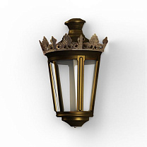 Louvre N° 4; one-piece clear glass Built-in LED 2700°K warm white 10W; Gold patina