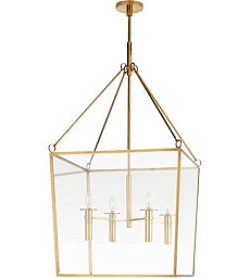 BBL5106SB Visual Comfort Cochere подвесной светильник с многогранным каркасом из мягкой латуни и стеклянными стенками