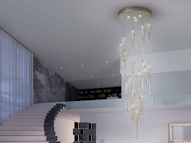 потолочный светильник из бронзы с множеством вытянутых подвесов ручной работы