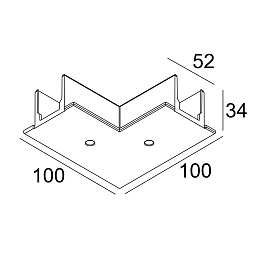 TRACK 3F DIM IN RECESSED COVER CORNER 90° B Delta Light track Delta монтажный элемент для трёхфазной трековой системы