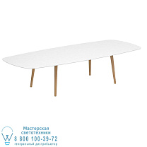 НИЗКИЙ ОБЕДЕННЫЙ СТОЛ STYLETTO 300X120CM ТИК НОЖКИ КЕРАМИЧЕСКАЯ СТОЛШНЯ БЕЛЫЙ Royal Botania
