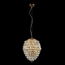 CHARME SP6 GOLD/TRANSPARENT Crystal Lux CHARME подвесной хрустальный светильник с многоуровневыми кристаллами в золотом корпусе