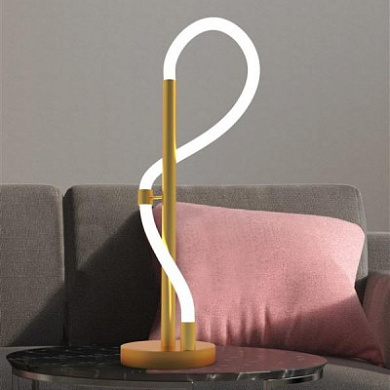 настольный светильник с волнообразным контуром и основанием из латуни