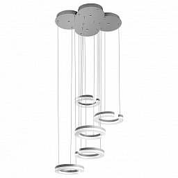 763439 Lightstar Unitario подвесной светильник с кольцами серебристого цвета