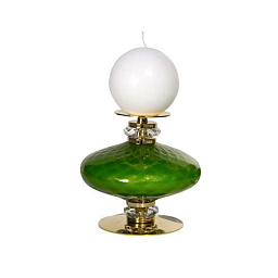 4807599-221 Villari Diva подсвечник из зеленого стекла на металлическом основании