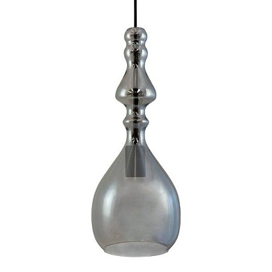 подвесной светильник с вытянутым стеклянным плафоном дымчатого цвета