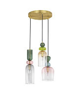 Glossy Dark Green, Blue Gray, Pink, Glossy Light Green, Orange & Light Gray Glass Sandy Gold Metal LED E14 3x5 Watt 100-240Volt IP20 Bulb Excluded D: 42 H: 120 cm