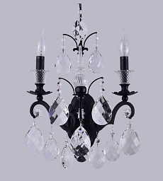 MAGNIFICO AP2 BLACK/TRANSPARENT Crystal Lux MAGNIFICO настенное бра с кристаллами и изогнутыми элементами в чёрном цвете