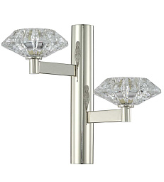 3540/402 Crystal Lux Rebeca настенное бра с двумя прозрачными кристаллическими плафонами на никелированной стойке