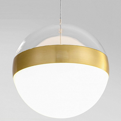 подвесной светильник с полусферическим плафоном в бронзовом корпусе