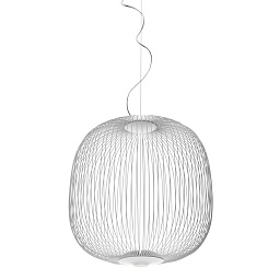 FN2640072ML_10 Foscarini Spokes подвесная люстра с решётчатым плафоном из металлических прутьев белого цвета
