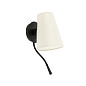20032-88 LUPE BLACK WALL LAMP WITH READER BEIGE LAMPSHADE настенный светильник Faro barcelona — фото 2
