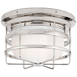 EU-RL4143 Visual Comfort Crosby потолочный накладной светильник с цилиндрическим матовым плафоном в металлической решётке