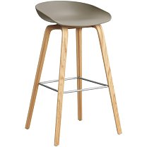 About A Stool AAS 32 High, сиденье H75 см, основание дуб, лак на водной основе / сиденье полипропилен, хаки / подножка черная сталь